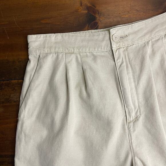Joie Khaki Pleated Linen Cotton Blend Shorts Women's Size Small Summer Preppy - Picture 10 of 10